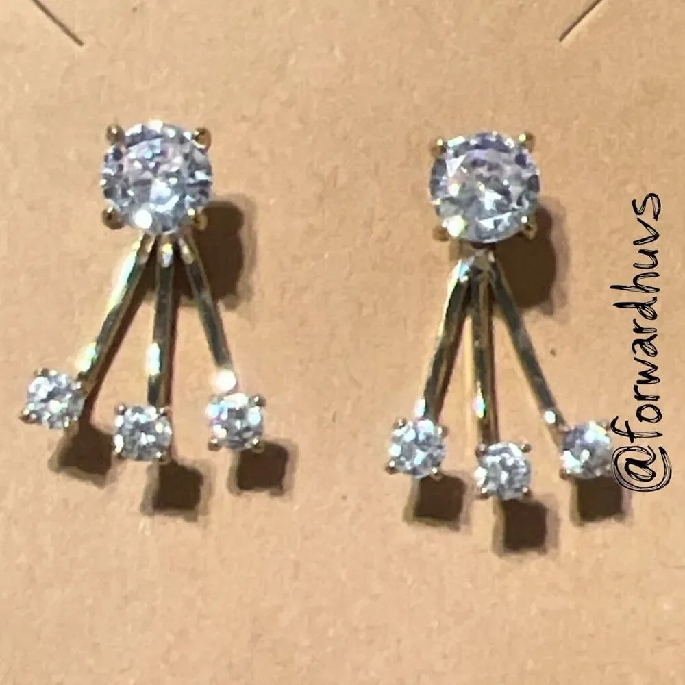 Convertible Rhinestone Earrings – 3-Piece Modular Design – Clear Stones